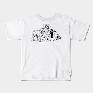 Little Edwardian girl and lamb Kids T-Shirt